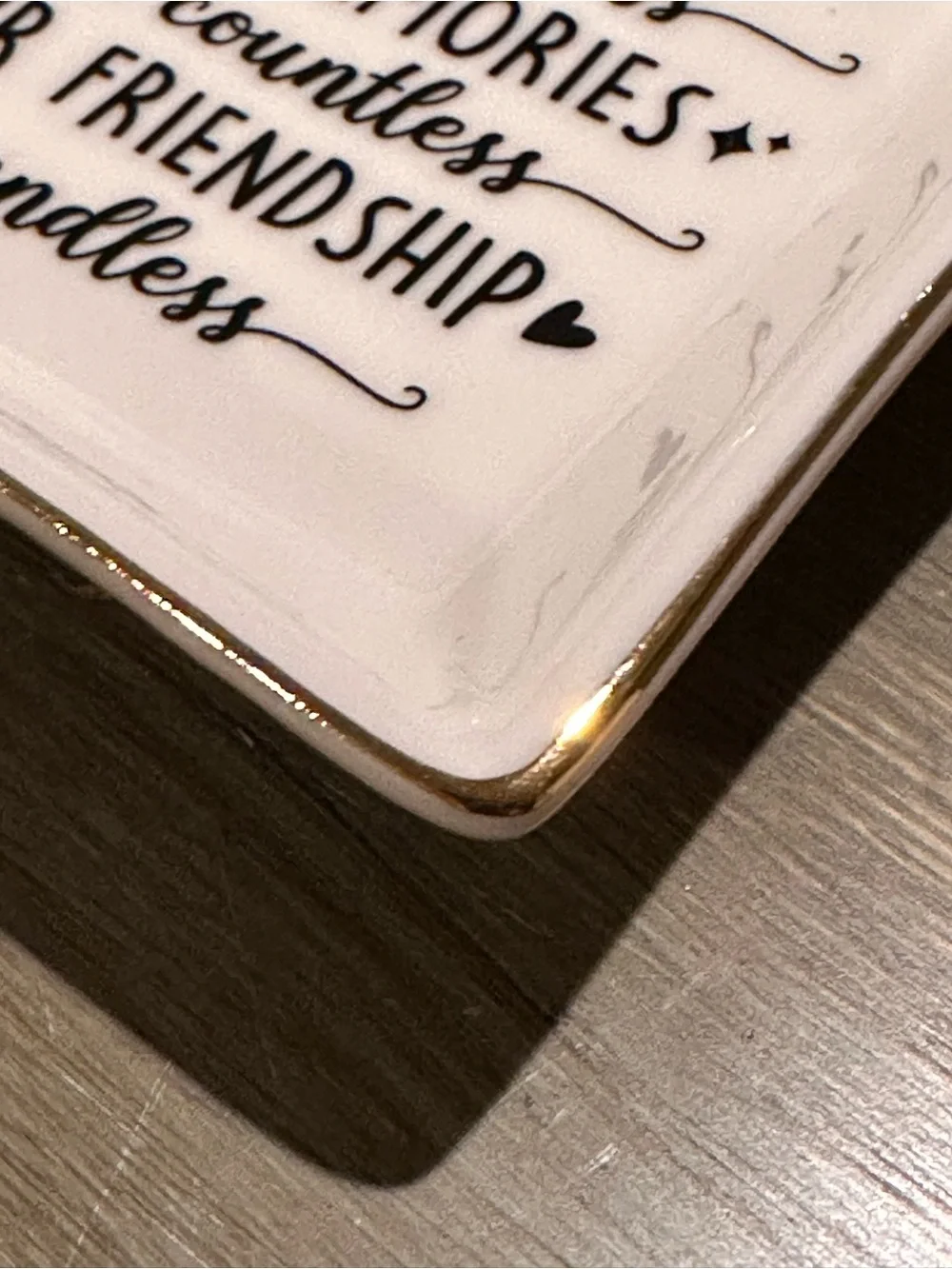 White Trinket Dish with Sentimental Quote